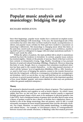 Popular Music Analysis and Musicology: Bridging the Gap
