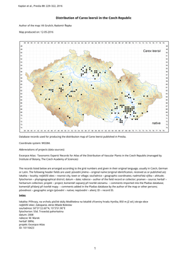1 Distribution of Carex Leersii in the Czech Republic