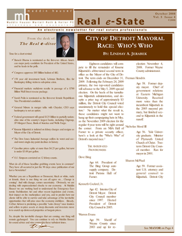 Real E-State ©2008 an Electronic Newsletter for Real Estate Professionals