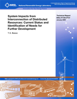 System Impacts from Interconnection of Distributed Resources: DE-AC36-08-GO28308 Current Status and Identification of Needs for Further Development 5B