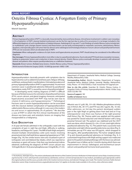 Osteitis Fibrosa Cystica: a Forgotten Entity of Primary Hyperparathyroidism Manish Swarnkar