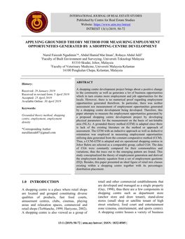 Applying Grounded Theory Method for Measuring Employment Opportunities Generated by a Shopping Centre Development