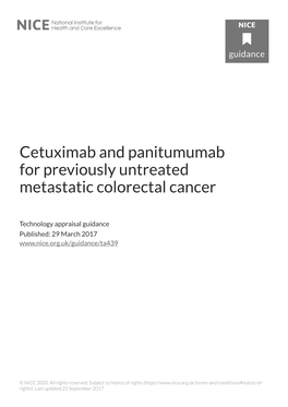 Cetuximab and Panitumumab for Previously Untreated Metastatic Colorectal Cancer