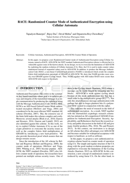 RACE: Randomized Counter Mode of Authenticated Encryption Using Cellular Automata