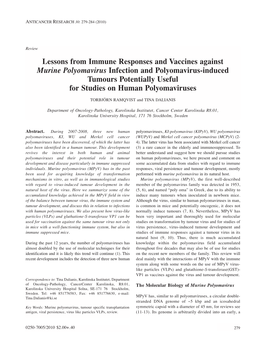 Lessons from Immune Responses and Vaccines Against Murine
