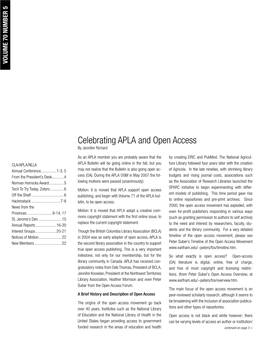 Celebrating APLA and Open Access