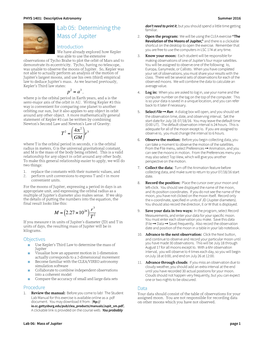 Lab 05: Determining the Mass of Jupiter