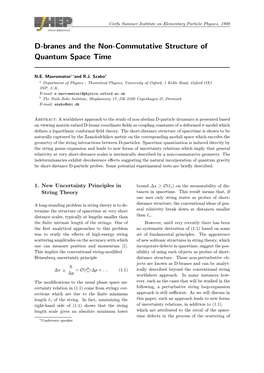 D-Branes and the Non-Commutative Structure of Quantum Space Time