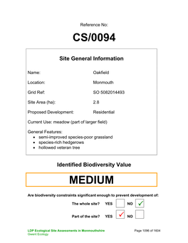 LDP Ecological Site Assessments Feb