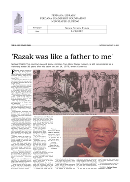 'Razak Was Like a Father to Me'