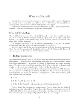 What Is a Matroid?