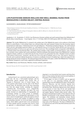 Late Pleistocene (Eemian) Mollusk and Small Mammal Fauna from Mikhailovka-5 (Kursk Oblast, Central Russia)