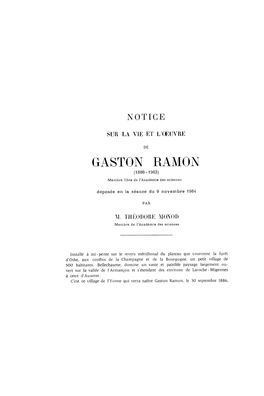 GASTON RAMON (1886 963) Membre Libre De L'académie Des Sciences