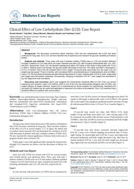 Clinical Effect of Low Carbohydrate Diet (LCD): Case Report