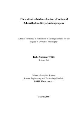 The Antimicrobial Mechanism of Action of 3,4-Methylenedioxy-Βββ-Nitropropene