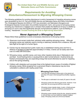 Whooping Crane Disturbance Guidelines