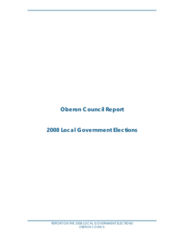 Oberon Council Report 2008 Local Government Elections