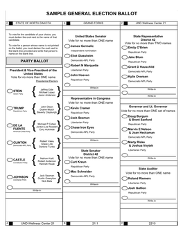 Sample General Election Ballot