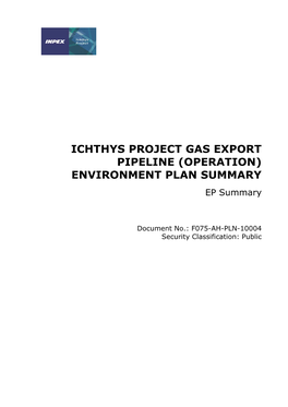 Ichthys Project Gas Export Pipeline (Operation) Environment Plan Summary