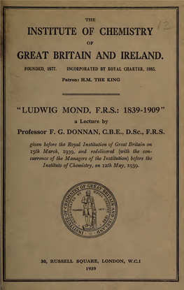 Ludwig Mond, FRS, 1839-1909