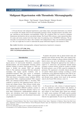 Malignant Hypertension with Thrombotic Microangiopathy