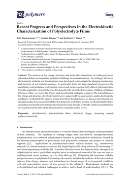 Recent Progress and Perspectives in the Electrokinetic Characterization of Polyelectrolyte Films