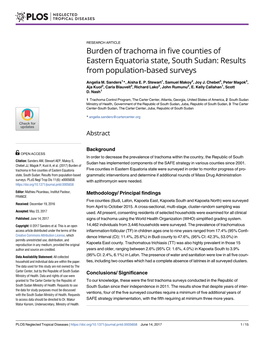 Burden of Trachoma in Five Counties of Eastern Equatoria State, South Sudan: Results from Population-Based Surveys