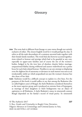 Gender and Criminality in Bangla Crime Narratives, Palgrave Advances in Criminology and Criminal Justice in Asia, DOI 10.1057/978-1-137-51598-8 228 Glossary