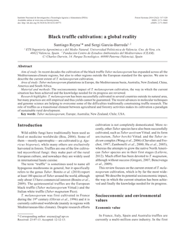 Black Truffle Cultivation: a Global Reality Santiago Reyna1* and Sergi Garcia-Barreda1, 2 1 ETS Ingeniería Agronómica Y Del Medio Natural