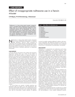 Effect of Innappropriate Naltrexone Use in a Heroin Misuser S H Boyce,Pararmstrong, J Stevenson