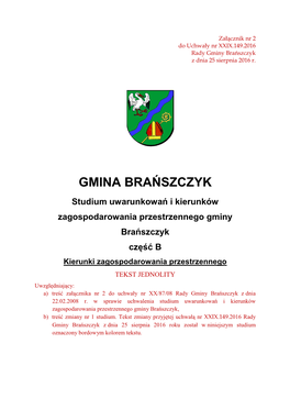 Załącznik Nr 2 Do Uchwały Nr XXIX.149.2016 Rady Gminy Brańszczyk Z Dnia 25 Sierpnia 2016 R