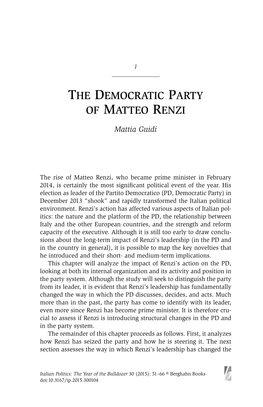 The Democratic Party of Matteo Renzi