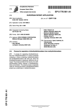 Process for Separation of Dimethyldichlorosilane from Methyltrichlorosilane