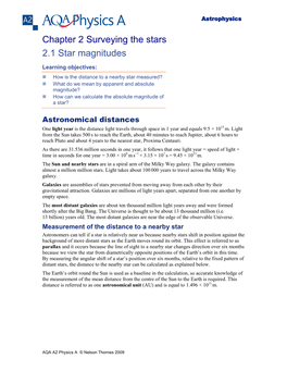 Chapter 2 Surveying the Stars 2.1 Star Magnitudes