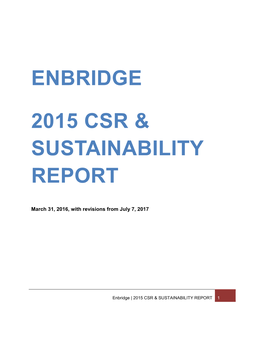 Enbridge 2015 Csr & Sustainability Report