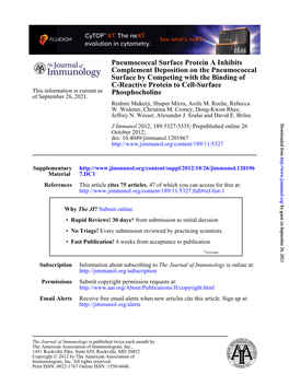 Phosphocholine C-Reactive Protein to Cell-Surface Surface By