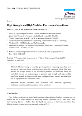 High Strength and High Modulus Electrospun Nanofibers