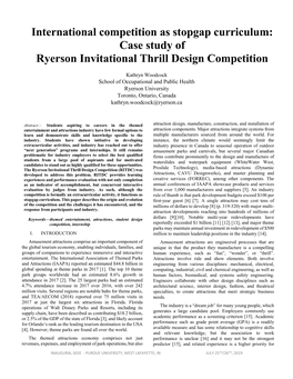 Case Study of Ryerson Invitational Thrill Design Competition