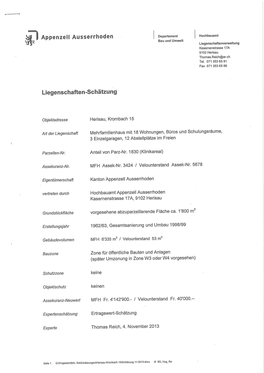 Appenzell Ausserrhoden Liegenschaften-Schätzung