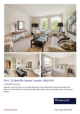 Flat F, 11 Redcliffe Square, London, SW10