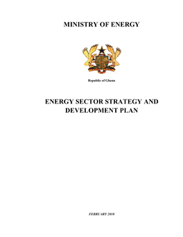 Ministry of Energy Energy Sector Strategy And