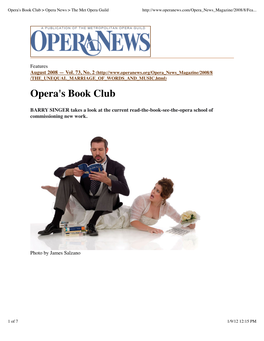 Opera's Book Club > Opera News > the Met Opera Guild