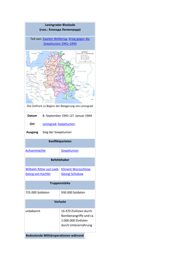 Leningrader Blockade (Russ.: Блокада Ленинграда) Teil