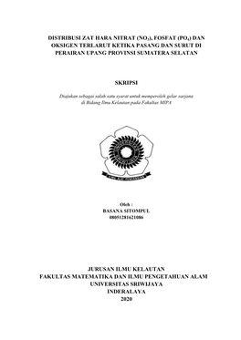 Fosfat (Po4) Dan Oksigen Terlarut Ketika Pasang Dan Surut Di Perairan Upang Provinsi Sumatera Selatan