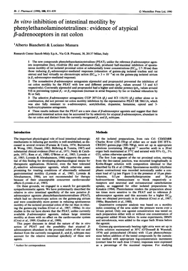 Evidence of Atypical Fl-Adrenoceptors in Rat Colon