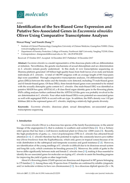 Identification of the Sex-Biased Gene Expression and Putative Sex