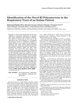 Identification of the Novel KI Polyomavirus in the Respiratory Tract