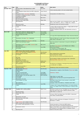 Placenames Australia Contents: 2001-2021