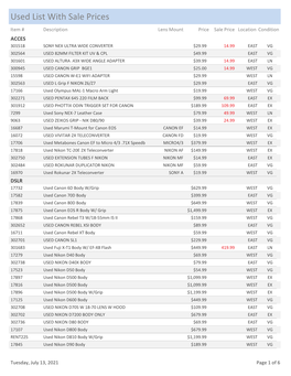 Used List with Sale Prices