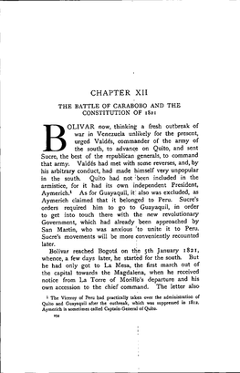 Chapter Xii the Battle of Carabobo and the Constitution of 1821